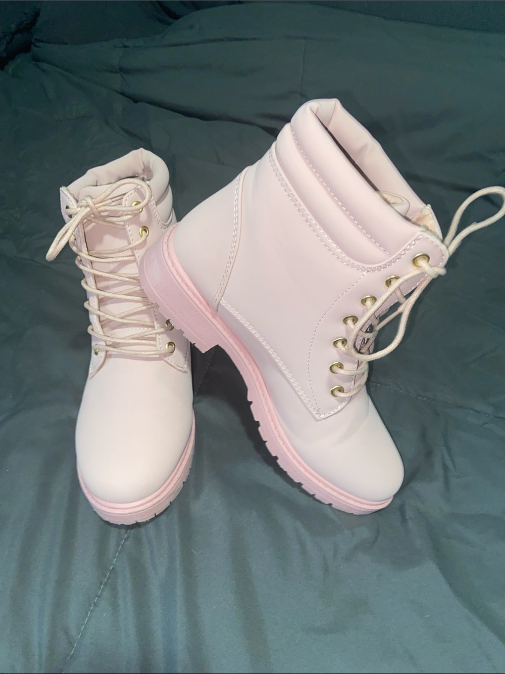 Rouge! Blush Pink Lace-Up Combat Boots
